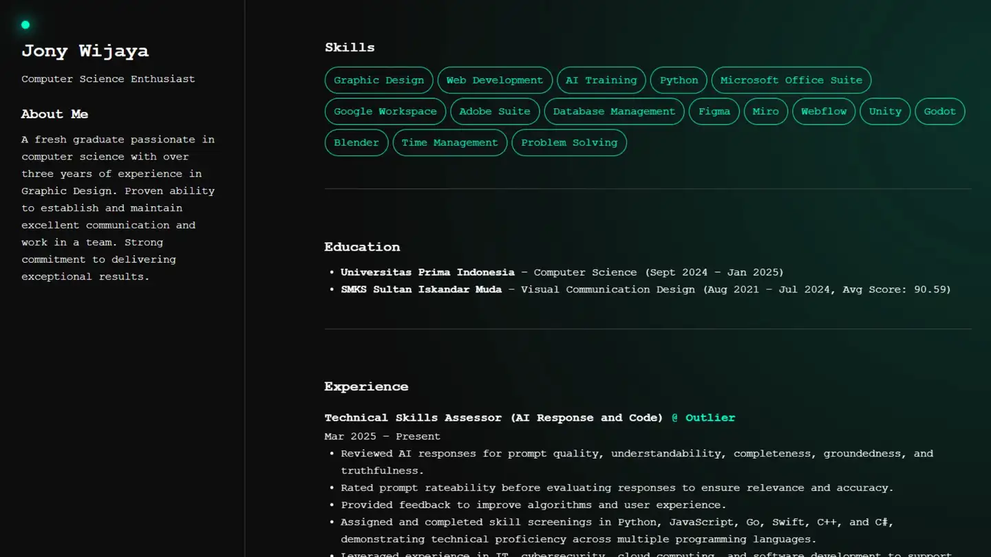 Glowing Simplistic Portofolio Site